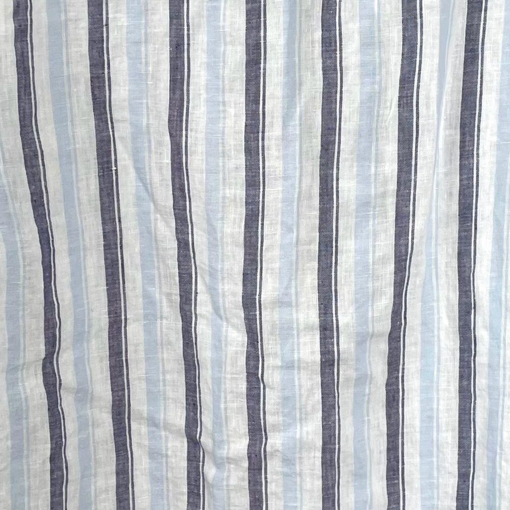 JONES NEW YORK Linen Striped Button Front Blouse White Blue XL - Picture 5 of 11